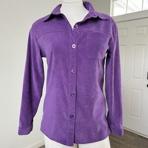 Sag Harbor Button Up Shirt Jacket long sleeve Womens 4P‎ Purple Granola 90s